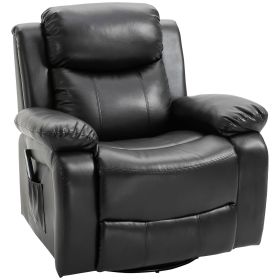 HOMCOM PU Leather Massage Recliner Chair, Swivel Massage Recliner with Remote Control, Footrest, Padded Seat for Living Room, Bedroom, Black