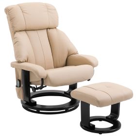 HOMCOM Beige Massage Recliner Chair with Ottoman, 10-Point Vibrating Heat Function, Ultimate Comfort