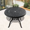 Ã˜39.37-inch Cast Aluminum Patio Dining Table With Black Frame and Umbrella Hole