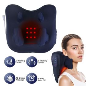 Cordless Neck Shoulder Massager With Soothing Heating 3 Intensity Levels 2 Heating Levels Electric 4D Shiatsu Deep Kneading Pillow For Back Traps