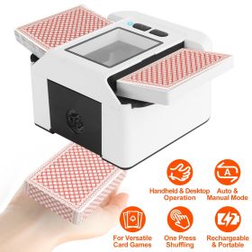 Fast 2-Deck Rechargeable Card Shuffler â€“ 2-Sec Shuffle, Auto & Manual Modes, 2000 mAh Battery for 2 300 Decks, Fits Poker/UNO/Narrow Cards