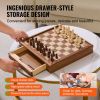 VEVOR Solid Wood Chess Set, 15 inch 2-IN-1 Chess Checkers Game Set, Chess Board Games with Storage Drawer & Weighted Chess Checkers Pieces & 2 Queens