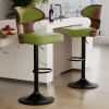 Bar Stools Set of 2 Seat Adjustable Height 25.2-33.8IN - Bentwood Swivel Barstools with Back & Footrest - PU Leather Upholstered Bar Chair for Bar