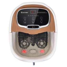 Portable All-In-One Heated Foot Spa Bath Motorized Massager (Color: Brown)