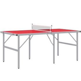Soozier Mini Ping Pong Table Set for Outdoor and Indoor, Foldable Table Tennis Table with Net, 2 Paddles, 3 Balls, Adjustable Feet, Easy Assembly (Color: as Pic)