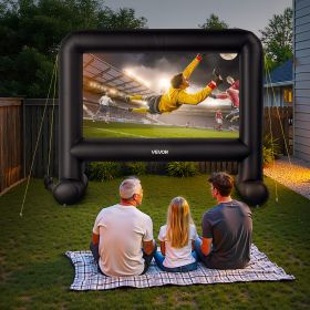 16FT Inflatable Movie Screen, Inflatable Projector Screen With Portable Storage Bag, 16:9 Easy Set Up Movie Projection For Outdoor Backyard, Home (Option: Black)