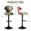 Bar Stools Set of 2 Seat Adjustable Height 25.2-33.8IN - Bentwood Swivel Barstools with Back & Footrest - PU Leather Upholstered Bar Chair for Bar