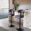 Bar Stools Set of 2 Seat Adjustable Height 25.2-33.8IN - Bentwood Swivel Barstools with Back & Footrest - PU Leather Upholstered Bar Chair for Bar