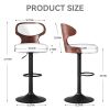 Bar Stools Set of 2 Seat Adjustable Height 25.2-33.8IN - Bentwood Swivel Barstools with Back & Footrest - PU Leather Upholstered Bar Chair for Bar